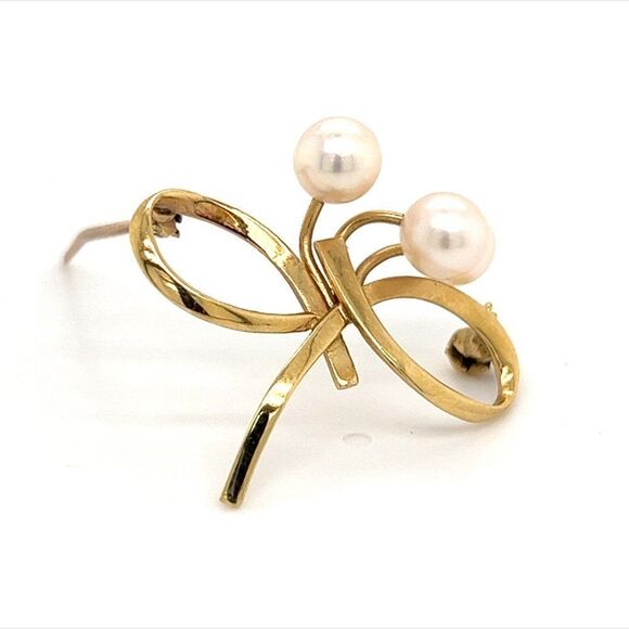 Mikimoto Estate Akoya Pearl Brooch Pin 14k Gold 6 mm M273 - Picture 11 of 12